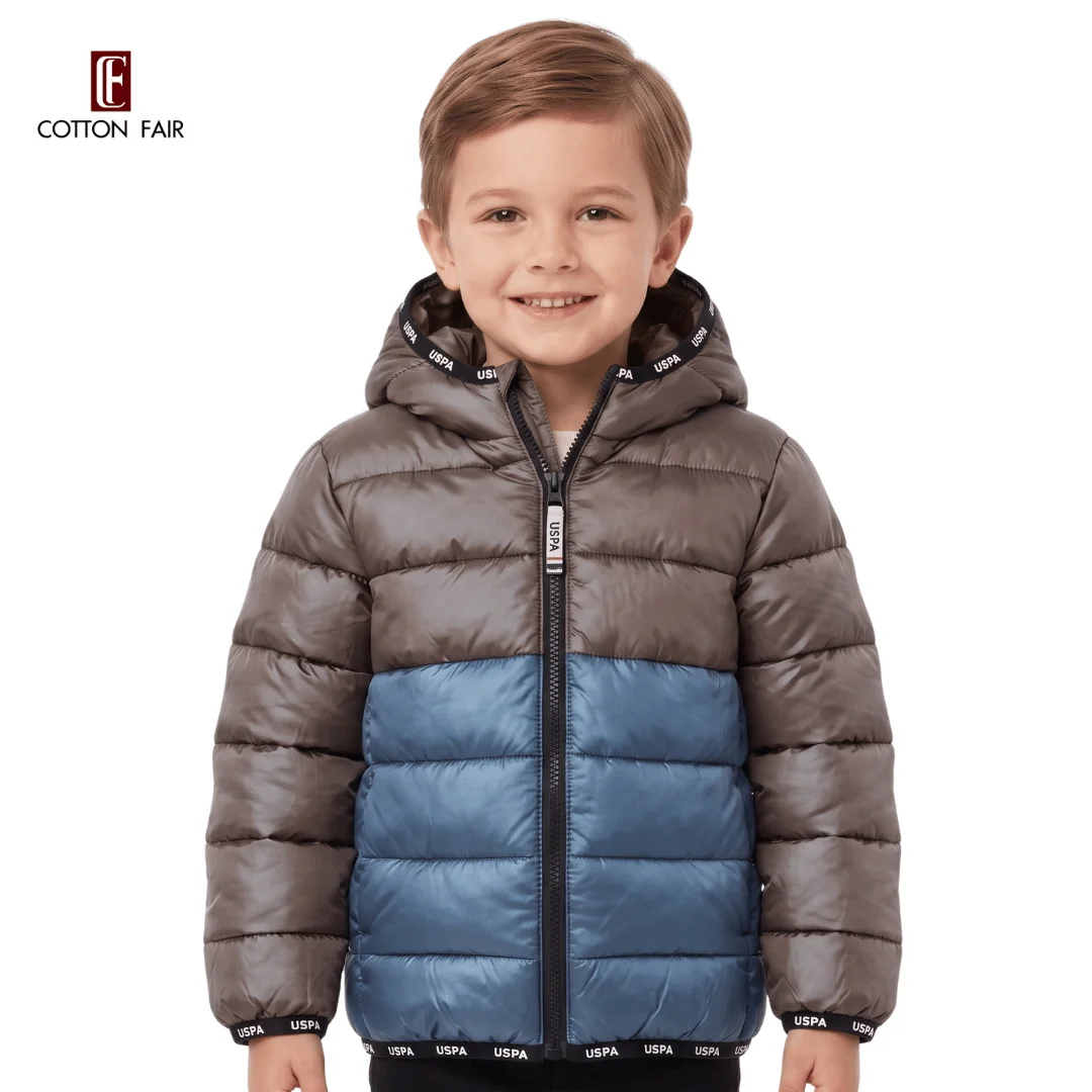 Kids Contrast Hooded Puffer Jacket