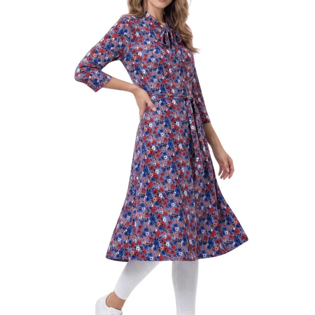 Ladies Floral Elegance Midi Dress