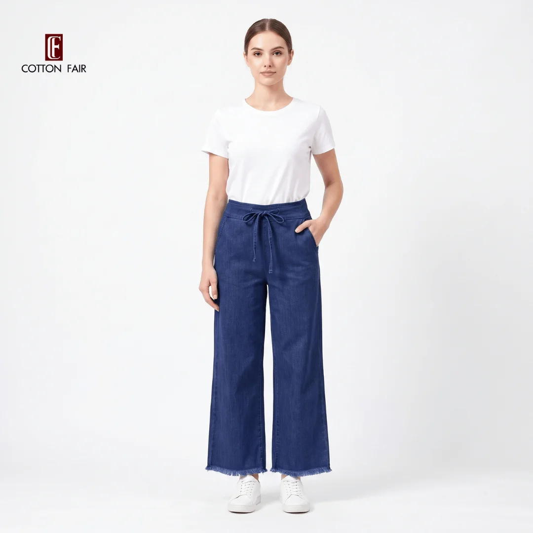 Ladies Denim Palazzo Pants - BLUE
