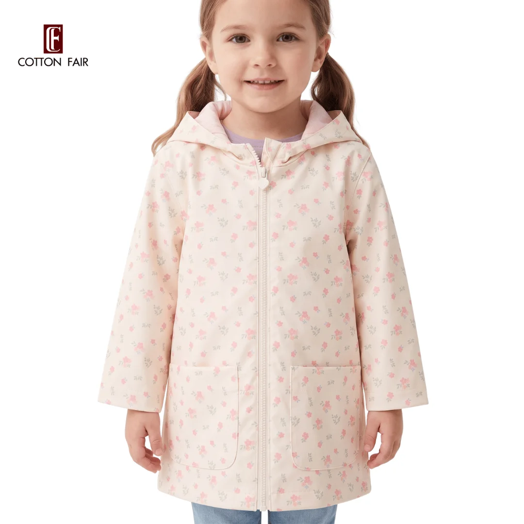 KID GIRL Waterproof Floral Hooded Parka Jacket