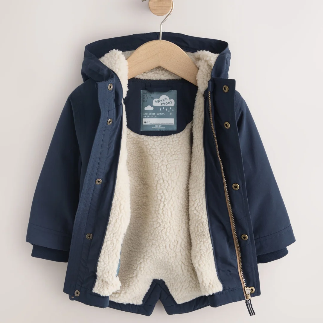 Waterproof Borg Lined Parka - NAVY