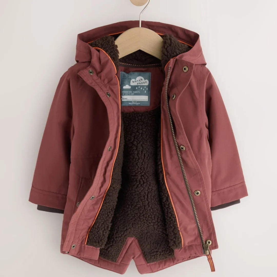 Waterproof Borg Lined Parka - RUST BROWN