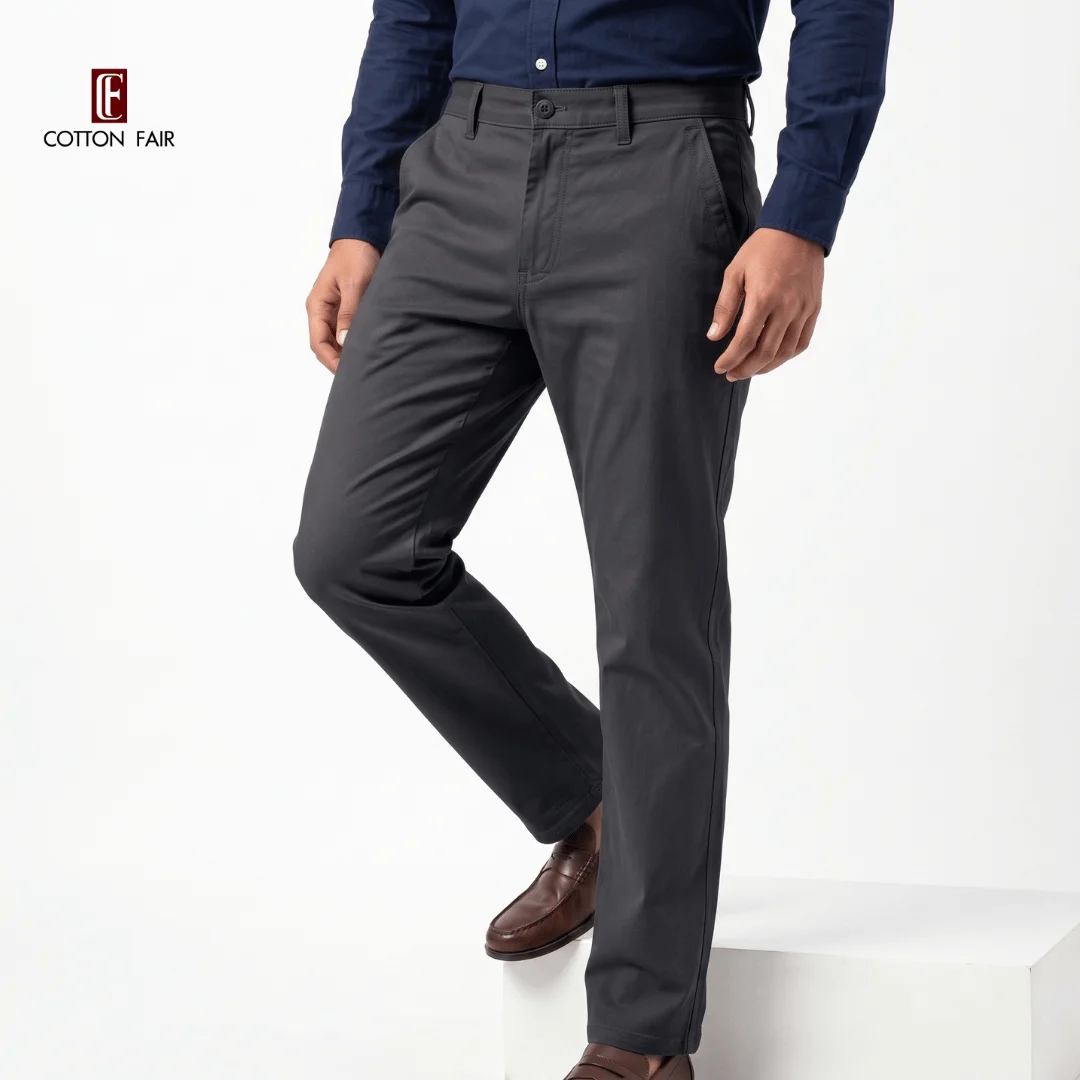 Premium Men's Twill Cotton Pants - BLACK