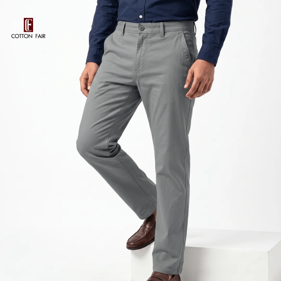 Premium Men's Twill Cotton Pants - GRAY